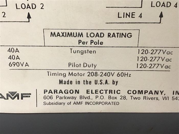 Used PARAGON Time Switch 7007-20 #130597
