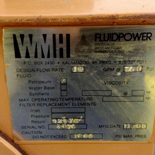 Used WEST MICHIGAN HYDRAULICS INC. Hydraulic Power Unit w/ Tank POWER UNIT741 Used