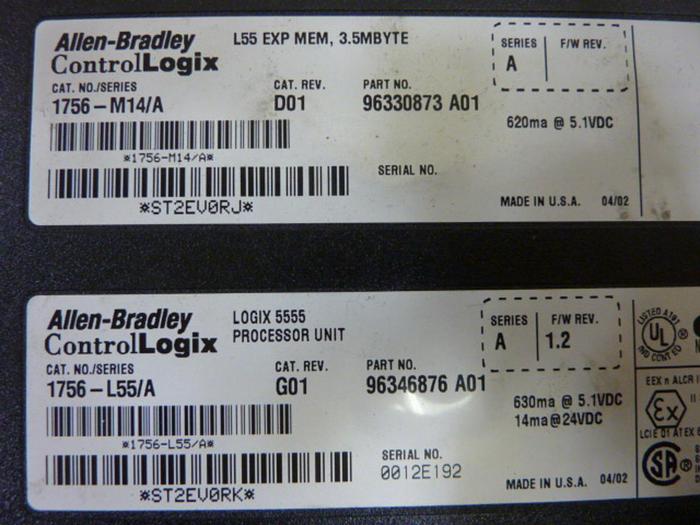 Used ALLEN BRADLEY Logix 5555 Processor Module 1756-L55 SER A #58461