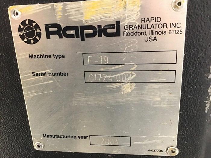 Used RAPID 3 HP Grinder / Granulator, F-19, Used