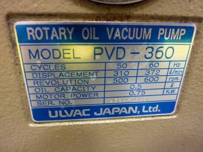 Used ULVAC 1 HP Rotary Sealed Vacuum Pump PVD-360 Used