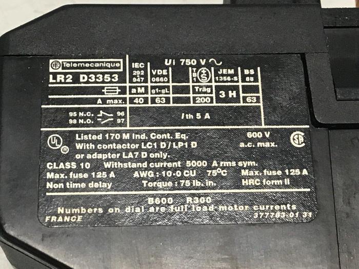 Used TELEMECANIQUE Overload Relay LR2D3353 #116854