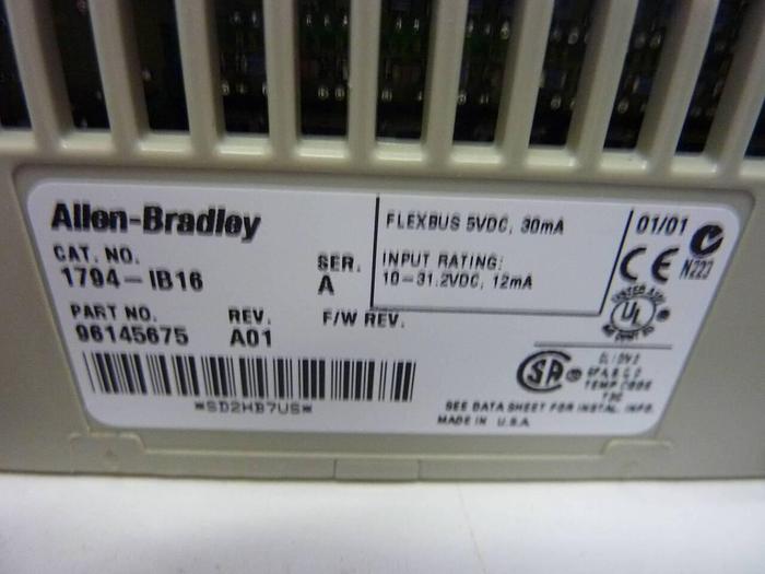 Used ALLEN BRADLEY Input Module 1794-IB16 SER A #49469