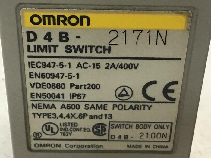 Used OMRON Limit Switch D4B-2171N #121557