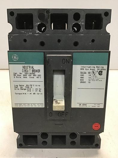 Used GE TED136050 Breaker & Disconnect 50 AMP USED #140572