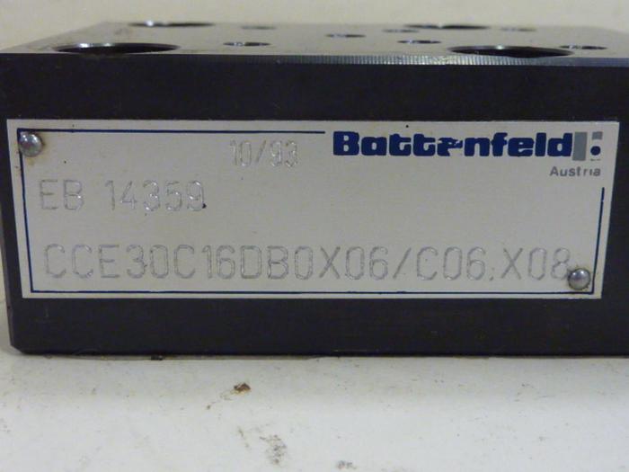 Used BATTENFELD Check Valve CCE30C16DB0X06/C06 X08 #54166