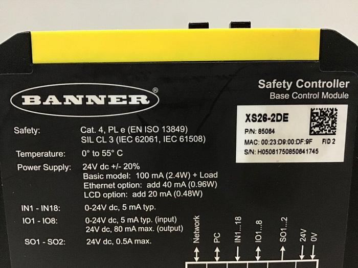 Used BANNER ENGINEERING Safety Control XS26-2DE Used