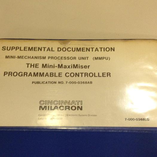 Used CINCINNATI MILACRON Supplemental Documentation Manual 7-000-0368AB #73408