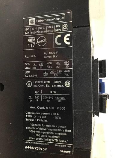 Used TELEMECANIQUE Contactor LP1D4011 #97928