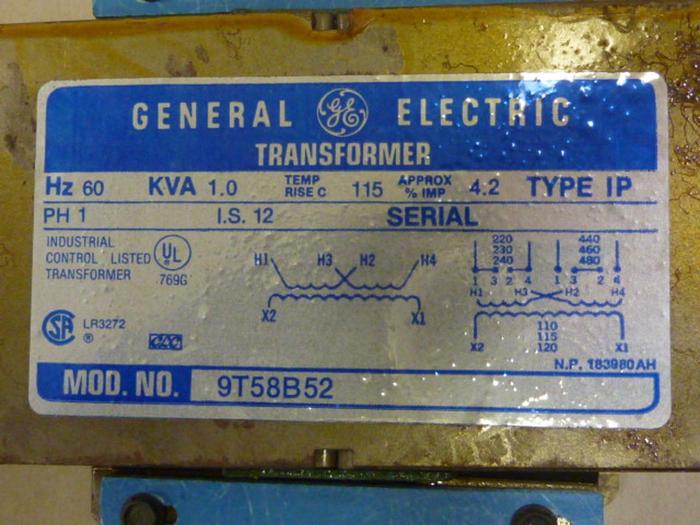 Used GENERAL ELECTRIC 1.0 kVA Transformer 9T5B52 #64699