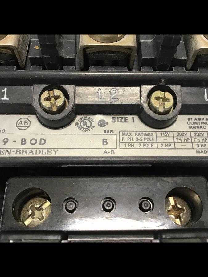 Used ALLEN BRADLEY Starter Size 1 509-BOD SER B W33 USED