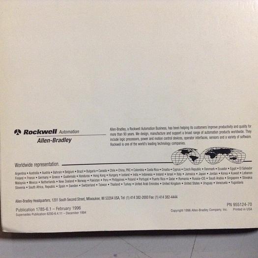 Used ALLEN BRADLEY Instruction Set Reference 1785-6.1 #70932