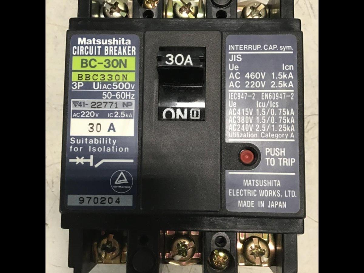 Used MATSUSHITA 30 Amp Breaker BC-30N-30-3P USED