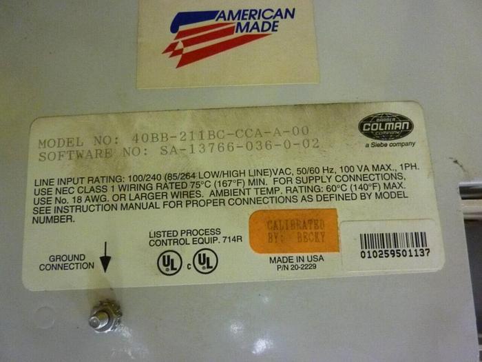 Used BARBER COLMAN Control Card Rack 40BB-211BC-CCA-A-00 USED