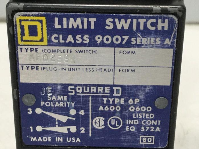 Used SQUARE D Limit Switch 9007-AEQ2699 Used