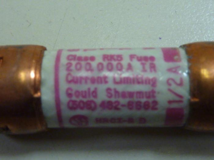 Used GOULD / SHAWMUT 1/2 Amp Fuse TR1/2R #62447