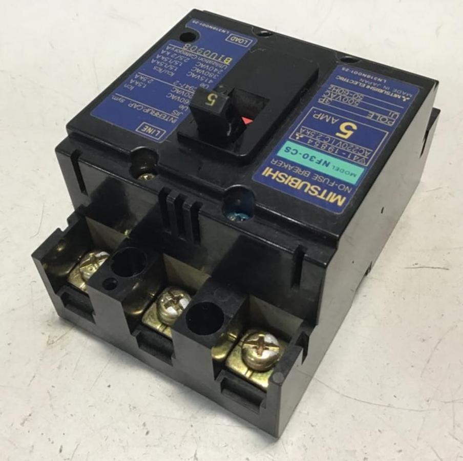 Used MITSUBISHI 5 Amp Circuit Breaker NF30-CS-5 USED