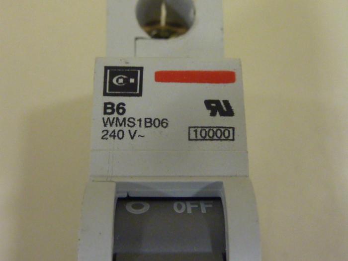Used CUTLER HAMMER 6 Amp Circuit Breaker WMS1B06 #64560