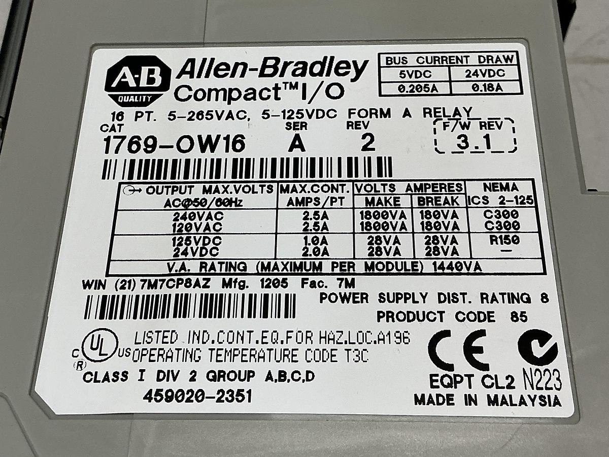 Used ALLEN BRADLEY 1769-OW16 SER A