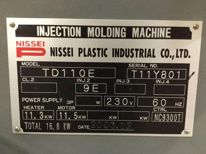 Used NISSEI 110 Ton Vertical Injection Mold Machine TD110E-9E USED