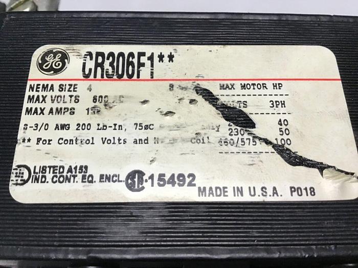 Used GENERAL ELECTRIC Starter CR306F1 Used
