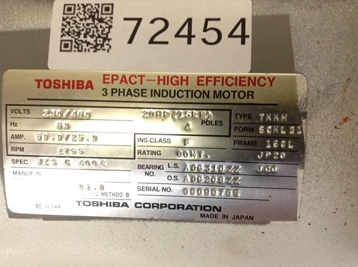 Used TOSHIBA 3 Phase Induction Motor TKKH SCKL21 Used