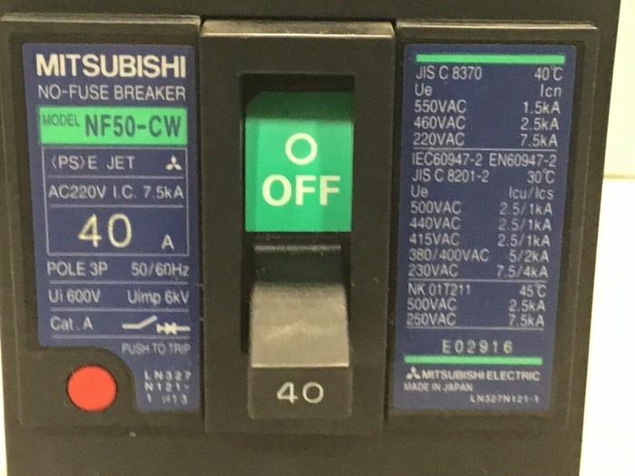 Used MITSUBISHI 30 Amp No Fuse Breaker NF50-CW #124615