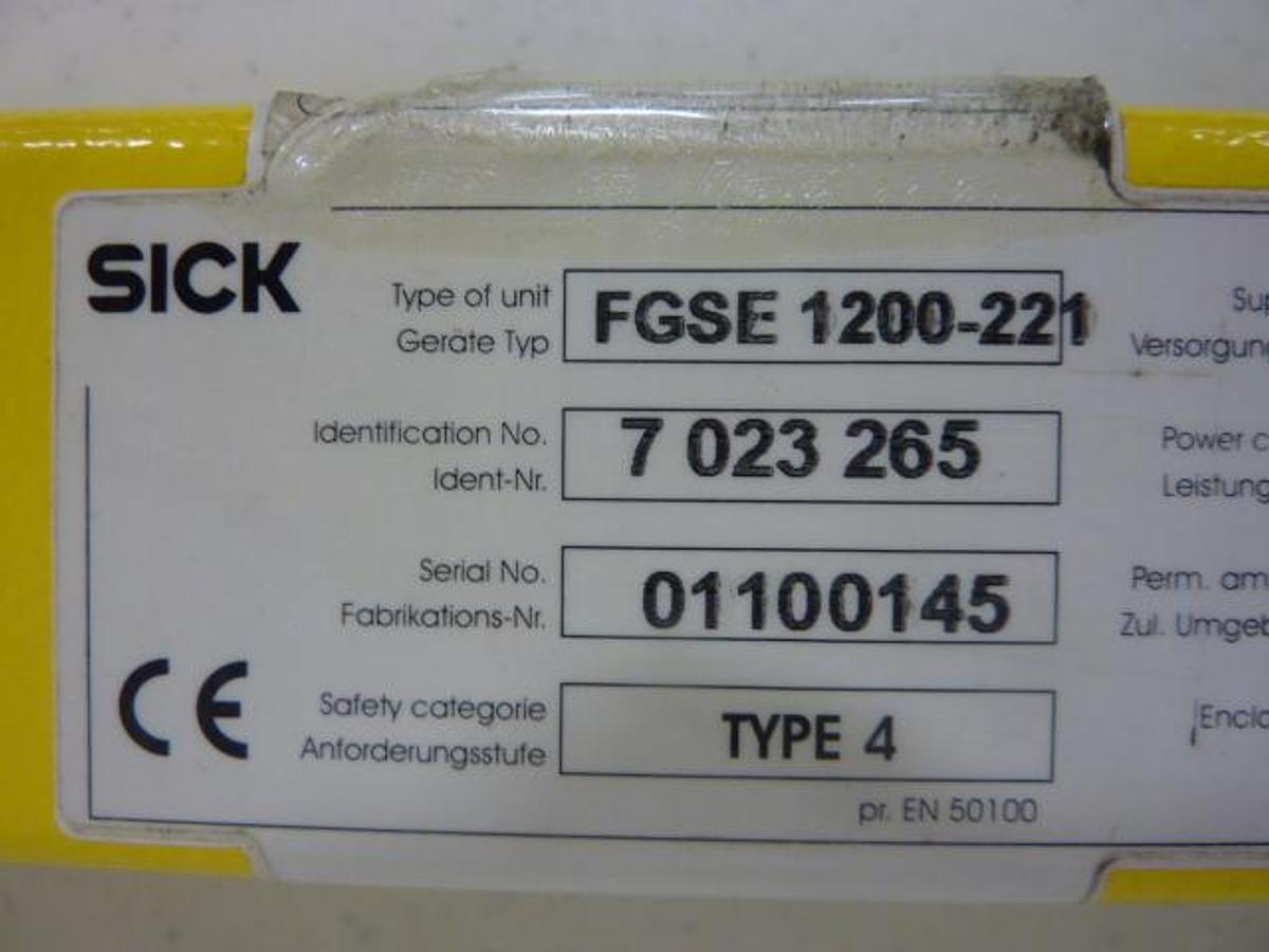 Used SICK OPTIC ELECTRONIC Light Curtain Receiver FGSE 1200-221 #49846