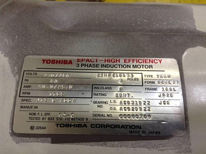 Used TOSHIBA 3 Phase Induction Motor TKKH SCKL21 Used