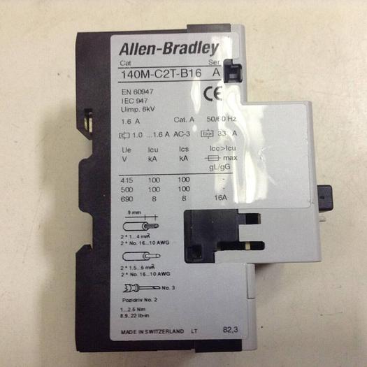Used ALLEN BRADLEY 1.6 Amp Motor Starter 140M-C2T-B16 SER A #85818