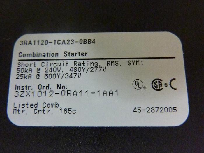 Used SIEMENS Combination Starter 3RA1120-1CA23-0BB4 #46477