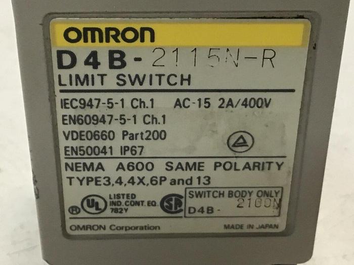 Used OMRON Limit Switch D4B-2115N-R #121517