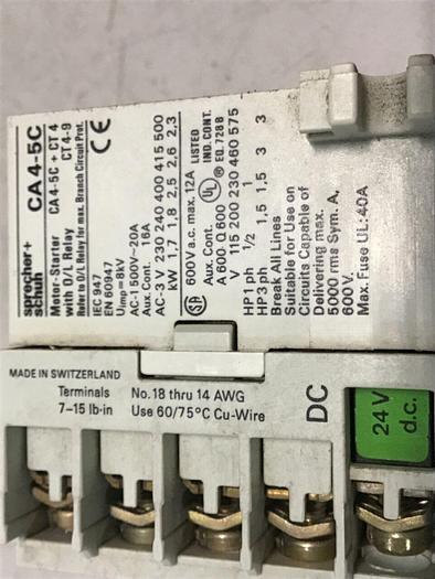 Used SPRECHER & SCHUH Contactor CA4-5C #120703