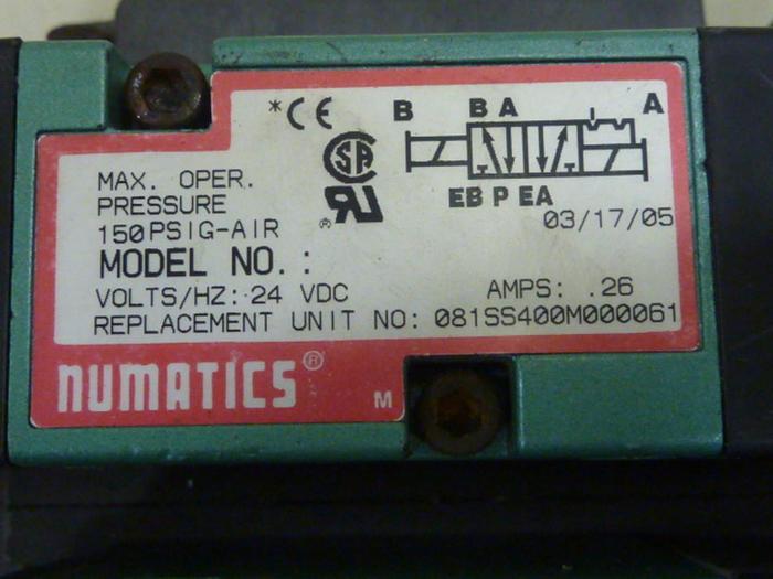 Used NUMATICS Control Block w/ Valves 081SS400M000061 #61226