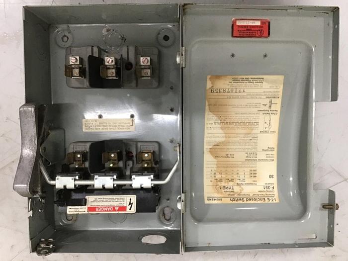 Used SIEMENS 30 Amp ITE Heavy Duty Vacu-Break F-351 #127058