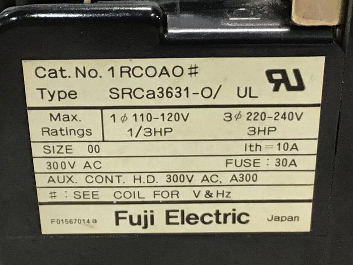 Used FUJI ELECTRIC Contactor 1RC0A0 SRCA3631-0/UL #124111