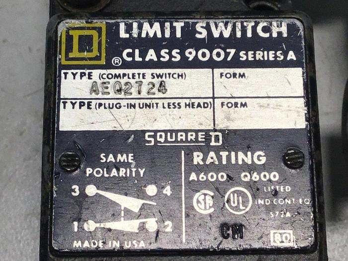Used SQUARE D Limit Switch 9007AEQ2724 #113173