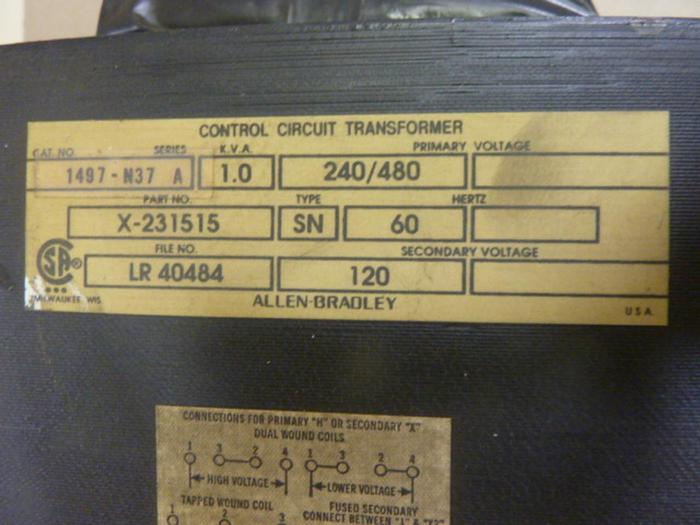 Used ALLEN BRADLEY 1 kVA Transformer 1497-N37 SER A #47613