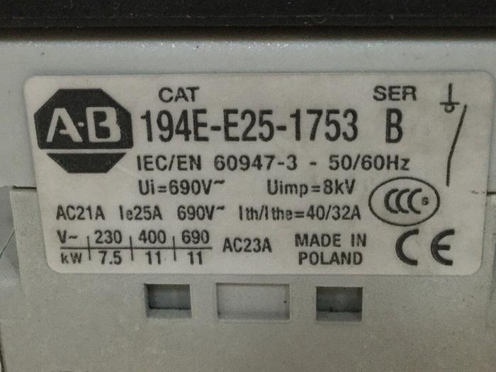 Used ALLEN BRADLEY Load Switch Handle 194E-E25-1753 #109419