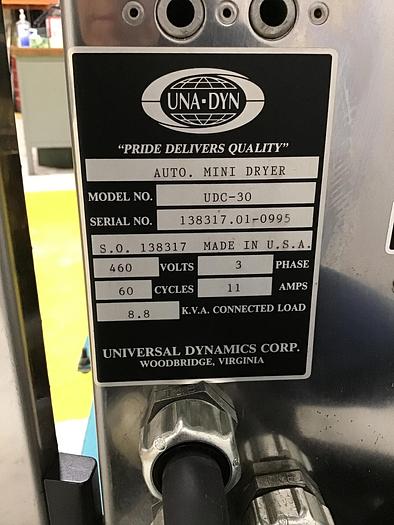Used UNA-DYN Auto Mini Desiccant Dryer w/Hopper UDC-30 HOP Used #142462