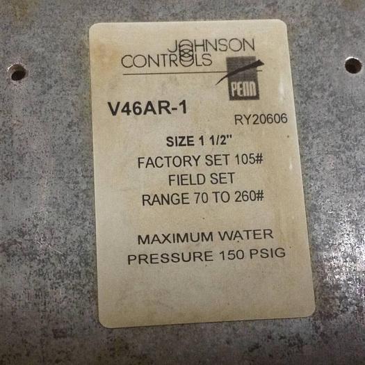 Used JOHNSON CONTROLS Water Pressure Valve V46AR-1 #85052