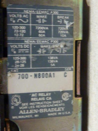 Used ALLEN BRADLEY AC Relay 700-N800A1 SER C #35935