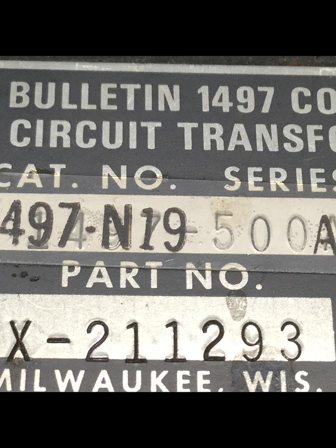 Used ALLEN BRADLEY .500 kVA Transformer 1497-N19 SER A Used