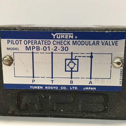 Used YUKEN Pilot Operated Check Modular Valve MPB-01-2-30 #91630