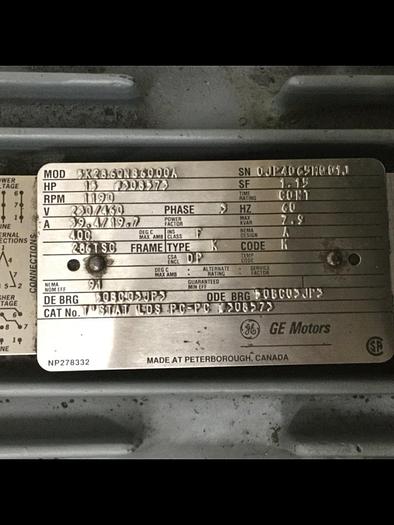 Used GENERAL ELECTRIC 15 HP Motor 5K286QNB6000A #116767