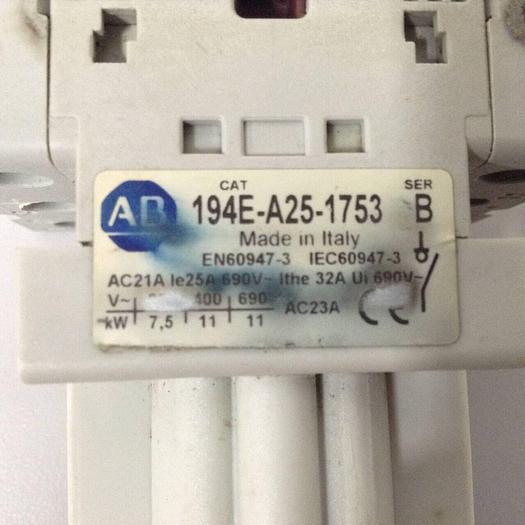 Used ALLEN BRADLEY Disconnect Safety Switch 194E-A25-1753 SER B #90226