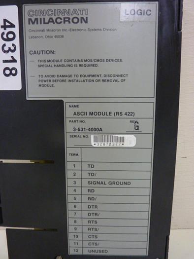Used CINCINNATI MILACRON Communication Module 3-531-4000A #49318