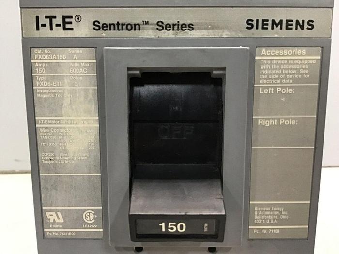 Used SIEMENS 150 Amp Circuit Breaker FXD63A150 Used