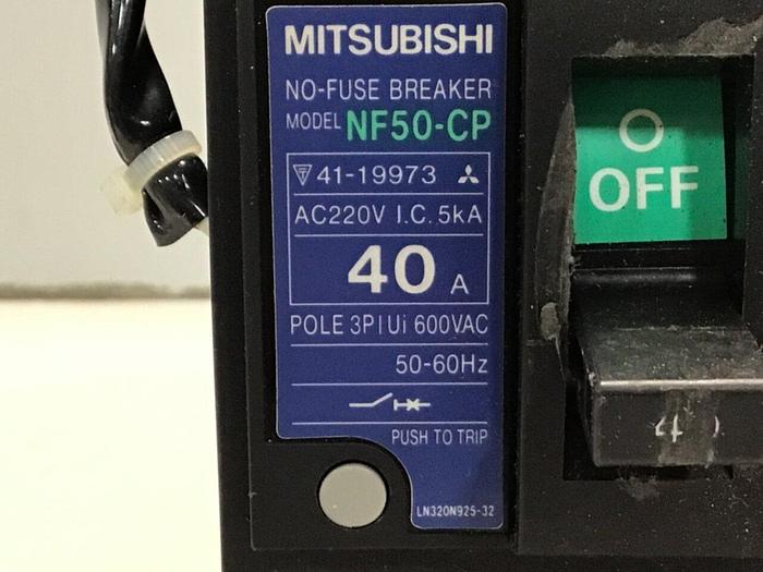Used MITSUBISHI 40 Amp Breaker NF50-CP-40 & SWITCH Used #125561