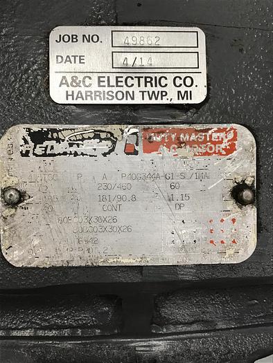 Used RELIANCE ELECTRIC 75 HP Duty Master AC Motor P40G344A-G1-SL/1MAF1883 Used #143004